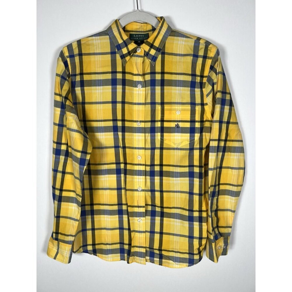 Vintage Y2K Lauren Ralph Lauren preppy embroidered lightweight plaid shirt M